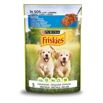 FRISKIES Pouch  Junior Dog - Пълноценна мокра храна за малки кученца с пиле и морков - пауч 85g