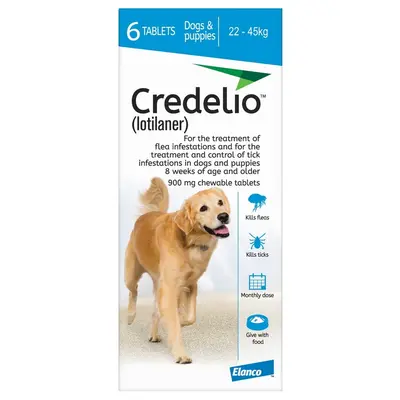 Elanco Credelio 900 mg - дъвчащи овкусени таблетки за кучета от 22 до 45 кг - кутия с 3 броя