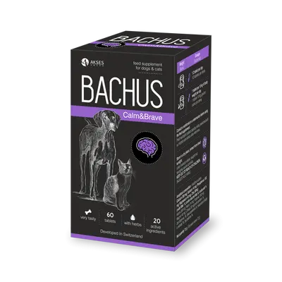 Bachus Calm & Brave 60 таб. - успокояващ ефект, спомагащ за преодоляване на безпокойството, за кучета и котки - СРОК 06.2027