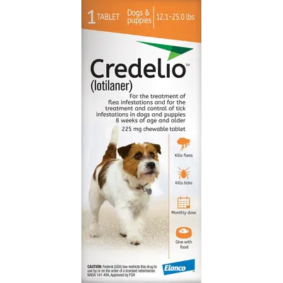 Elanco Credelio 225 mg - дъвчащи овкусени таблетки за кучета от 5,5 до 11 кг - кутия с 3 броя