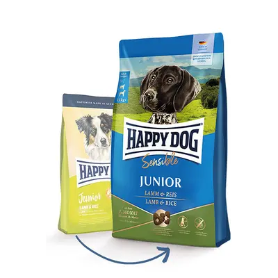 Happy Dog Junior Lamb&Rice суха храна за подрастващи кучета едри породи