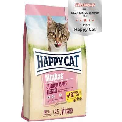Happy Cat Minkas Junior Care Poultry - вкусна храна за подрастващи котенца след 13 седмица - 10 kg