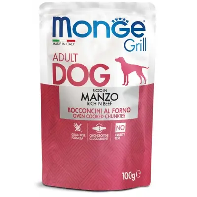 Monge Grill Dog with Beef - Пълноценна мокра храна за кучета с говеждо - пауч 100гр