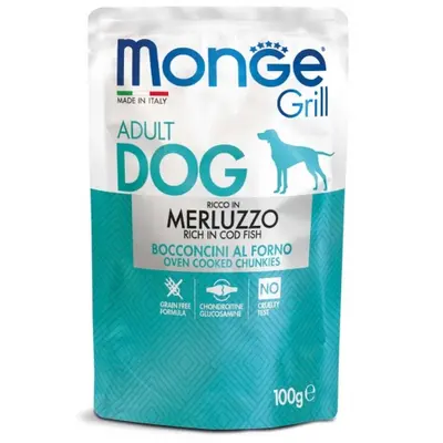 Monge Grill Dog with Codfish - Пълноценна мокра храна за кучета с риба треска - пауч 100гр