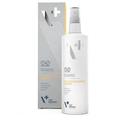 Vetexpert - Dermatological NanoSilver Line - Chlorhexidine - Spray - съдържащ хлорхексидин, за локално лечение при кучета и котки с кожни лезии от бактериален произход 100 мл.
