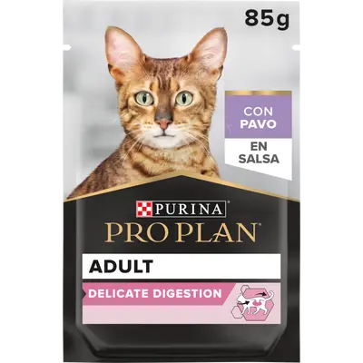 Pro Plan NUTRISAVOUR Adult Cat Delicate Digestion 85гр - мокра храна за котки в зряла възраст с чувствително храносмилане - пауч с пуйка в сос