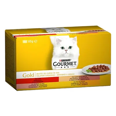 Gourmet Gold Multipack  - мокра храна за котки различни вкусове месни хапки в сос 4 х 85 г