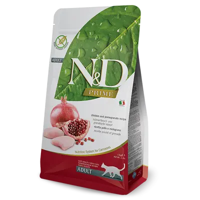 N&D PRIME Cat Chicken & Pomegranate Adult – пълноценна храна за котки над 1 година, с пиле и нар