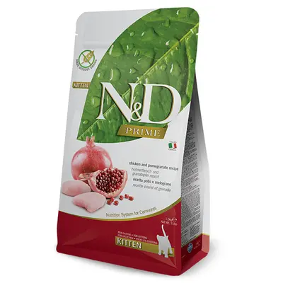 N&D PRIME Cat Chicken & Pomegranate Kitten – пълноценна храна за подрастващи котки до 1 г., бремении и кърмещи котки, с пиле и нар