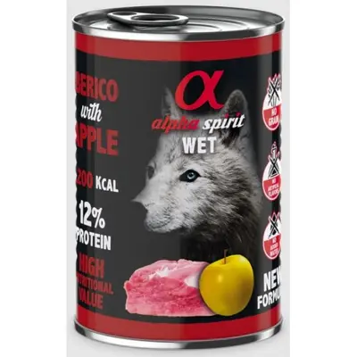 Alpha Spirit Complete wet dog food - консерва за куче Свинско с Ябълки 12% протеини - 400 гр