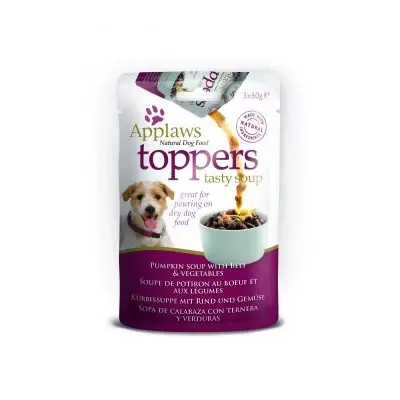 Applaws Dog Toppers Pumpkin Soup with Beef and Vegetables 3 x 60g - Овкусител за кучета - Супа от тиква с телешко и зеленчуци, пауч