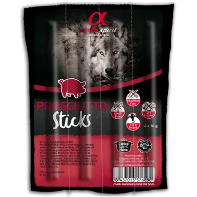 Alpha Spirit Prosciutto Stick 4 x 10 g - Лакомство - Закуска 4 бр. пръчици - прошуто