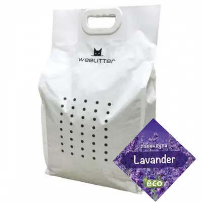 WeeLitter Lavander - Натурална, биоразградима соева котешка тоалетна, аромат лавандула