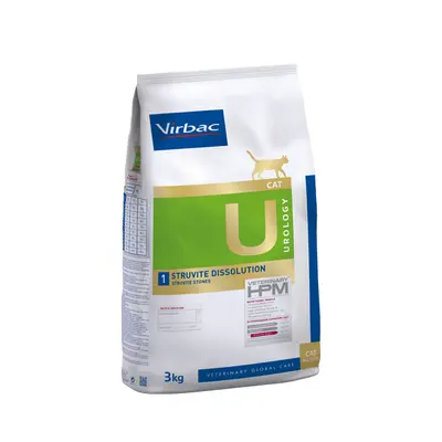 Virbac Cat Urology Struvite Dissolution U1 - Диетична храна за котки за разтваряне на струвитни и превенция на оксалатни камъни - 1.5 кг