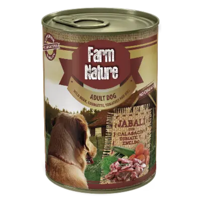 Farm Nature - Консерва за куче с диво прасе, тиквички, домати и копър 400гр