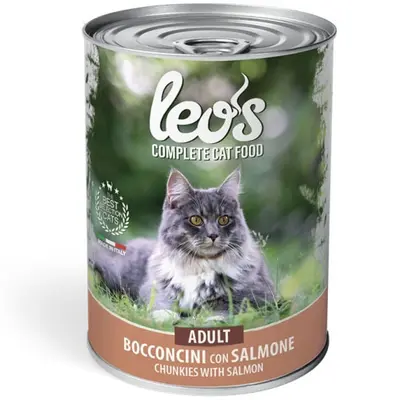 Leo’s Adult със сьомга – консерва хапки в сос – за котки в зряла възраст - 415 гр