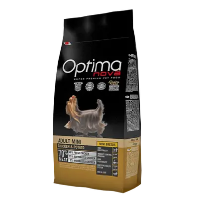 OPTIMA NOVA ADULT MINI CHICKEN & POTATO -  Пълноценна храна без глутен за израснали кучета от дребните породи над 10 месеца, с пиле и картофи