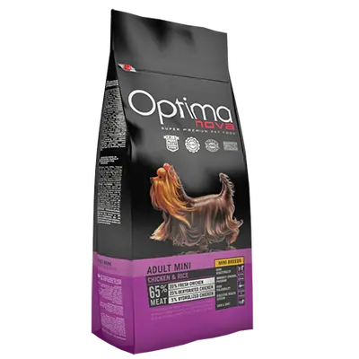 OPTIMA NOVA ADULT MINI CHICKEN & RICE -  Пълноценна храна без глутен за кучета от дребните породи над 12 месеца, пиле с ориз