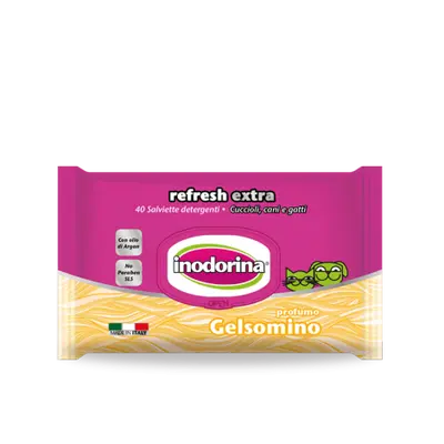 Inodorina Refresh Extra With Jasmine Perfume - Мокри кърпички с жасмин - 40 бр.