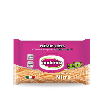 Inodorina Refresh Extra With Oriental Myrrh Perfume - Мокри кърпички със смирна - 40 бр.