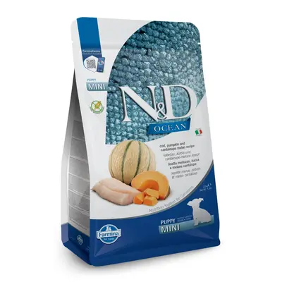 N&D Ocean Dog Cod, Pumpkin & Cantaloupe Melon Puppy Mini - пълноценна храна за подрастващи кучета до 1г. от дребните породи с тиква, риба треска и пъпеш
