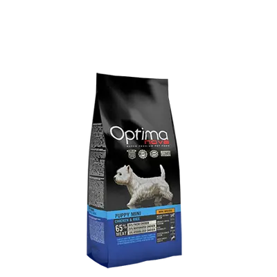 OPTIMA NOVA PUPPY MINI CHICKEN & RICE -  Пълноценна храна без глутен за подрастващи кучета от 2 до 10 месеца от дребните породи, пиле с ориз