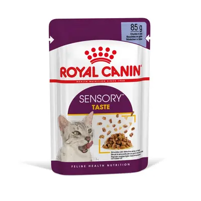 Royal Canin Sensory Taste in Jelly - пълноценна мокра храна хапки в желе в пауч за котки в зряла възраст над 1 година - 12x85 гр