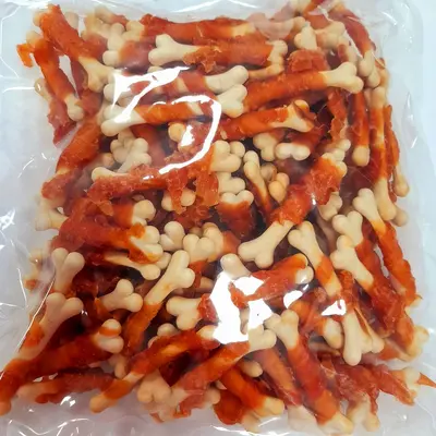 Wanpy Chicken Jerky & Calcium Bone 1кг - премиум клас кокалчета с пилешко филе, печено на фурна - 1 кг