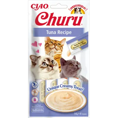 Inaba Churu Tuna Recipe - Лакомство за котки - крем от риба тон, 4 бр. х 14 г  в пакет