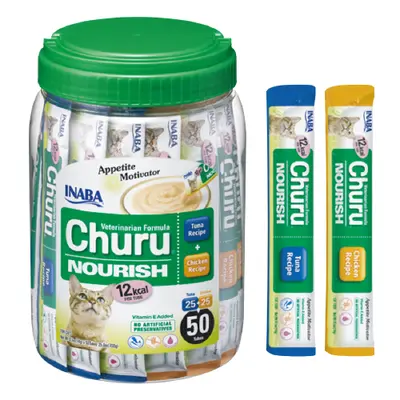 Inaba Churu Nourish Chicken - Tuna - допълваща храна за котки, нежен крем за възбуждане на апетит, с два вкуса - пиле и риба тон - 50 броя x 14 гр