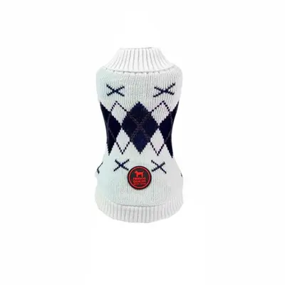 FreeDog Jersey Diamond Blanco- пуловер, бялс диамантена шарка, различни размери
