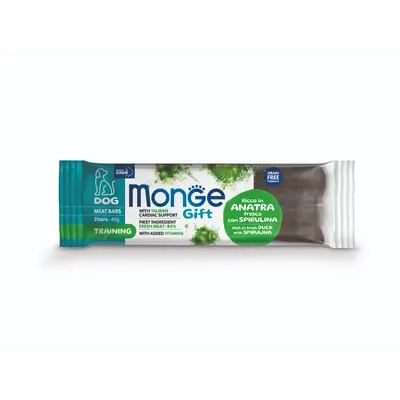 Monge Gift Meat Bars Training – лакомство за кучета - барчета с патешко и спирулина за тренировки, без зърнени култури