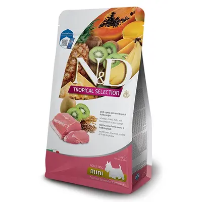 N&D DOG TROPICAL SELECTION PORK ADULT MINI - За кучета над 1 година от дребните породи, със свинско, спелта, овес и тропически плодове - 1.5кг