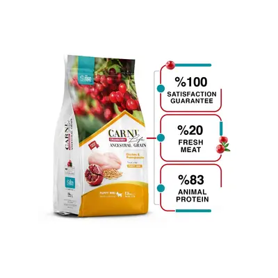 Carni Life Cranberry PUPPY MINI С ПИЛЕ И НАР 2,5 kg - Пълноценна и балансирана храна с пиле, червена боровинка и нар за подрастващи кучета от дребни породи