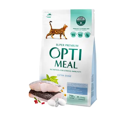 Opti Meal Cat Adult With Cod Fish - Пълноценна суха храна за възрастни котки с високо съдържание на треска - различни разфасовки
