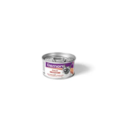 GEMON Cat Adult Mousse with Salmon & Chicken – Пълноценна храна за котки в зряла възраст, мус със сьомга и пиле, консерва