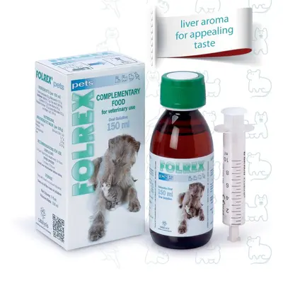 FOLREX Pets - Подобрява артритни симптоми при кучета и котки, за остеоартрити и ревматоидни артрити - сироп 150 мл
