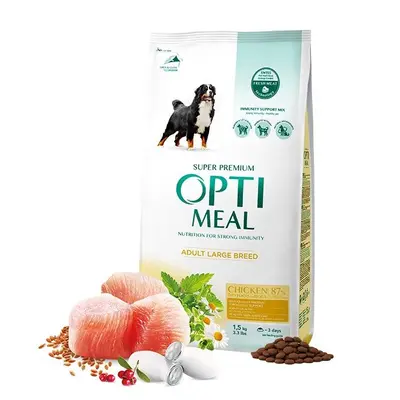 Opti Meal Maxi Adult With Chicken - Пълноценна суха храна за възрастни кучета от едри породи с пиле - 12 кг