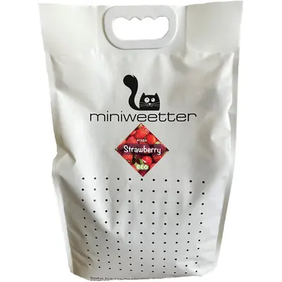 Miniweetter Strawberry 7 l - Биоразградима соева котешка тоалетна с аромат на ягода, 7 л
