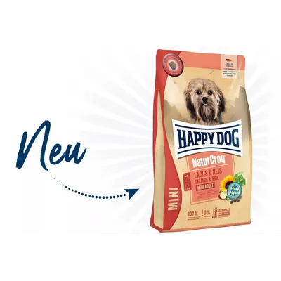Happy Dog NaturCroq Mini Salmon & Rice - пълноценна суха храна за мини породи с сьомга и ориз - 4 кг