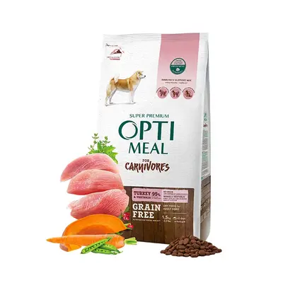 Opti Meal Grain Free Adult Dogs All Breeds With Turkey - Беззърнена пълноценна суха храна за възрастни кучета от всички породи – пуйка и зеленчуци - различни разфасовки