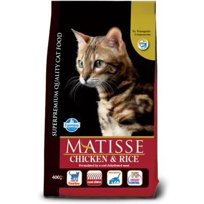 MATISSE CHICKEN & RICE 400 g - Пълноценна суха храна за котки в зряла възраст с пиле и ориз