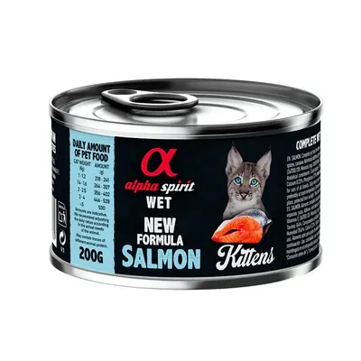 Alpha Spirit Kitten Salmon - Мокра храна за малки котенца със сьомга, консерва 200 гр