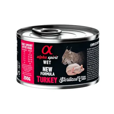 Alpha Spirit Sterilised Cat Turkey -  Мокра храна за кастирани котки с пуешко, консерва 200 гр
