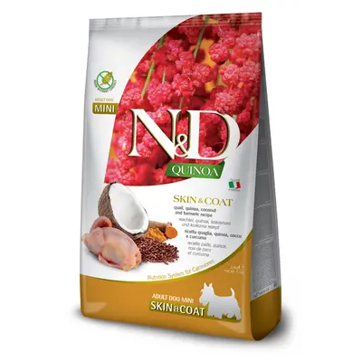 N&D Quinoa Skin & Coat with Quail for adult MINI dog – суха храна без зърнени култури за здрава кожа и козина, за кучета над 1 година от дребни породи, с пъдпъдък, киноа, кокос, и куркума  - 800 гр