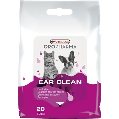 OROPHARMA EAR CLEAN CAT & DOG - напоени с лосион мокри кърпички за почистване на уши, за кучета и котки - 20 броя кърпички