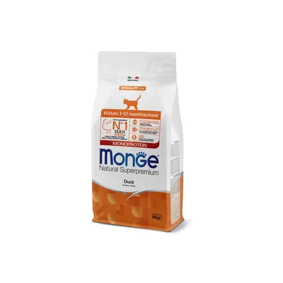 Monge Natural Superpremium Monoprotein Kitten Duck - Пълноценна суха храна за подрастващи котета с патешко - 1,5 кг
