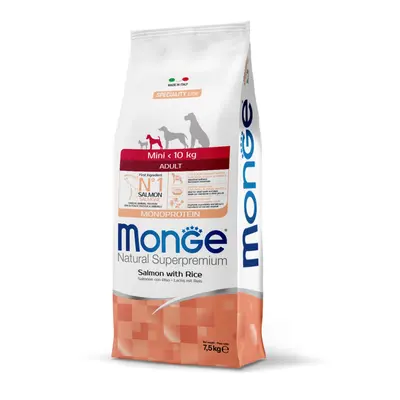 Monge Mini Adult Monoprotein Salmon with Rice - Пълноценна суха храна за кучета в зряла възраст от дребните породи със сьомга и ориз - 800 г