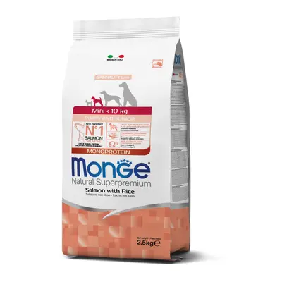 Monge Mini Puppy and Junior Monoprotein Salmon with Rice - Пълноценна суха храна за подрастващи кученца от дребните породи със сьомга и ориз - 7,5 кг
