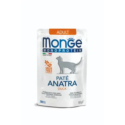 Monge Monoprotein Adult Cat Paté Duck - Пауч за котки в зряла възраст с патешко и картофи - 85 г